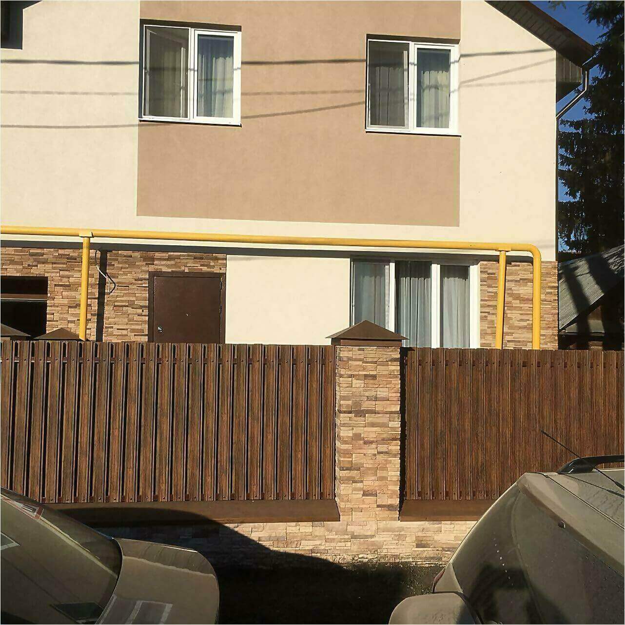 забор из штакетника 70м каштан фото1 в Грозном