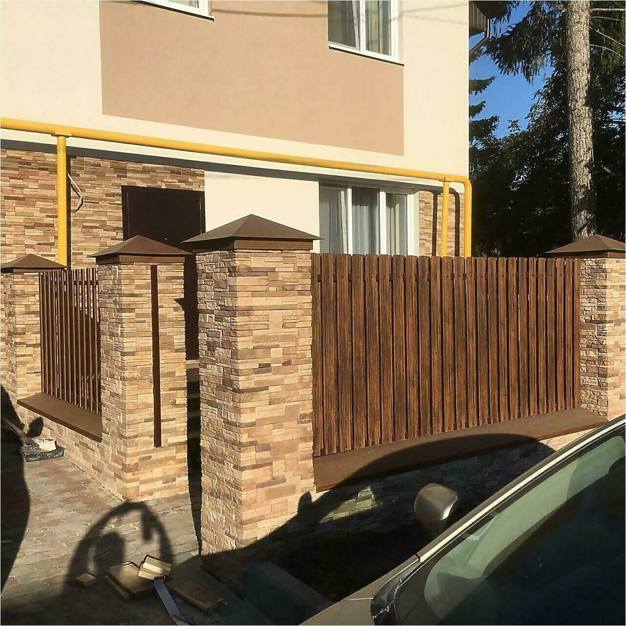 забор из штакетника 70м каштан фото3 в Грозном