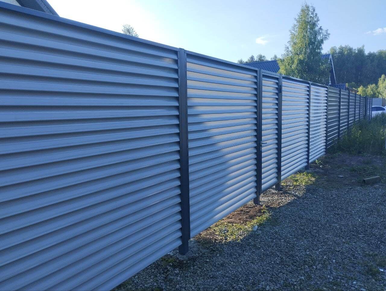 Забор из ламелей еврожалюзи 20м RAL7004 Серый в Грозном