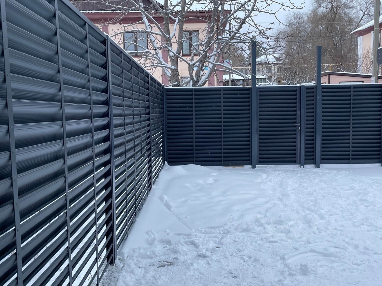 Забор-жалюзи 53м RAL7024/7024 Серый Графит двусторонний МАТТЕ фото 3 в Грозном