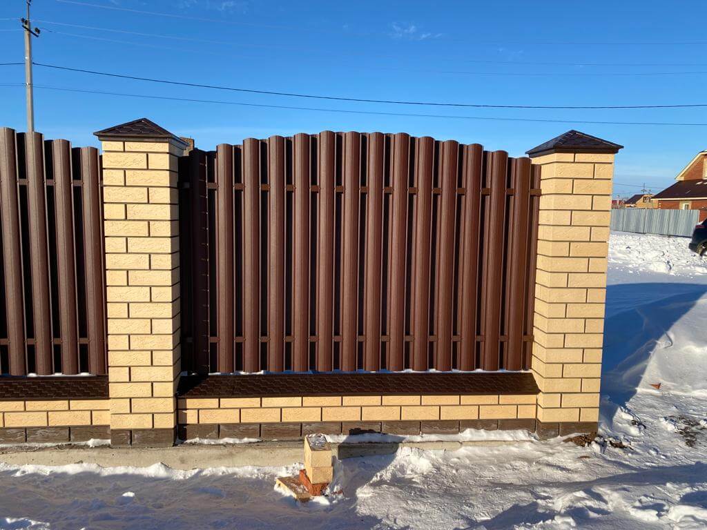 Забор из евроштакетника 57м RAL8017/8017 Шоколад двухсторонний МАТТЕ в Грозном